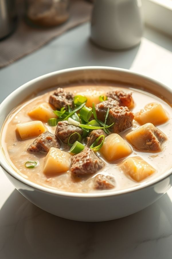 Delicious Cheesy Beef & Potato Soup Recipe