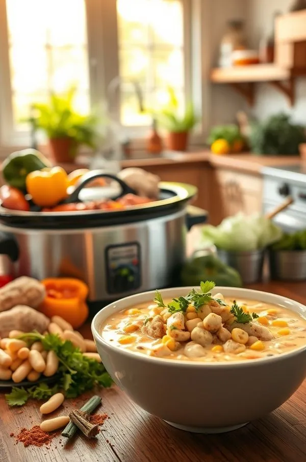 Easy Crockpot White Chicken Chili Recipe